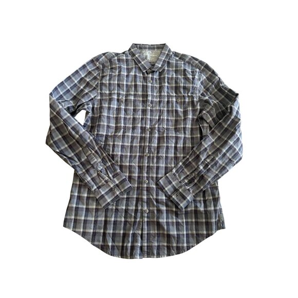 CALVIN KLEIN JEANS Blue Plaid Button Down Shirt Size Medium - Picture 3 of 7